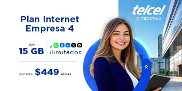 disfruta de tu plan internet empresa cuatro con redes sociales ilimitadas con telcel