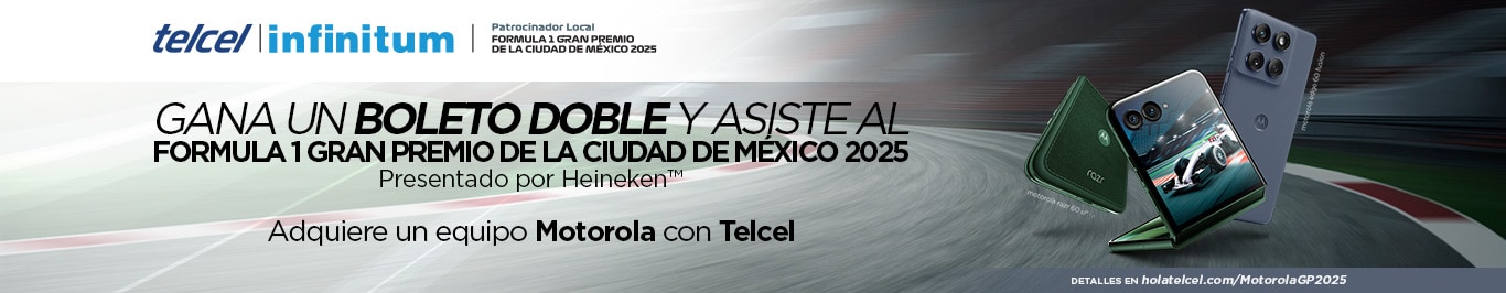 adquiere con telcel un equipo motorola y participa para ganar un boleto doble al formula 1