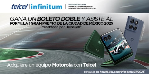 adquiere con telcel un equipo motorola y participa para ganar un boleto doble al formula 1