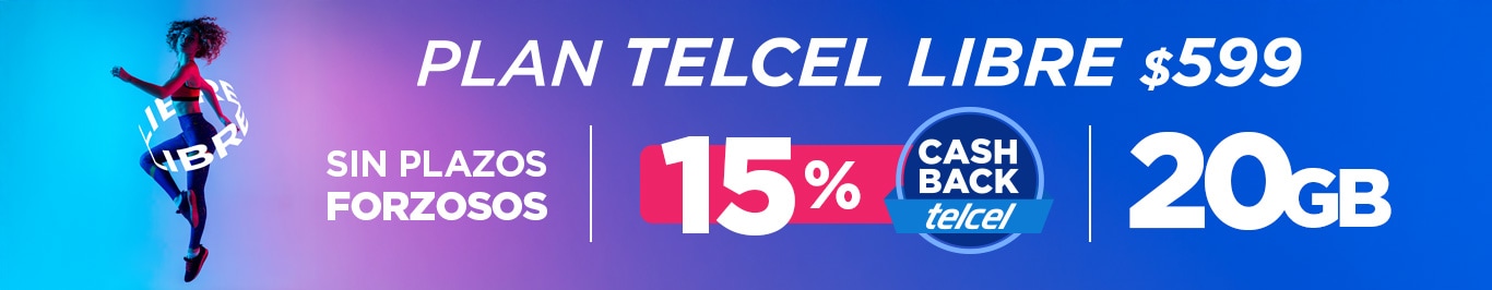 conoce los planes telcel libre sin plazos forzosos y recibe un quince porciento en cashback