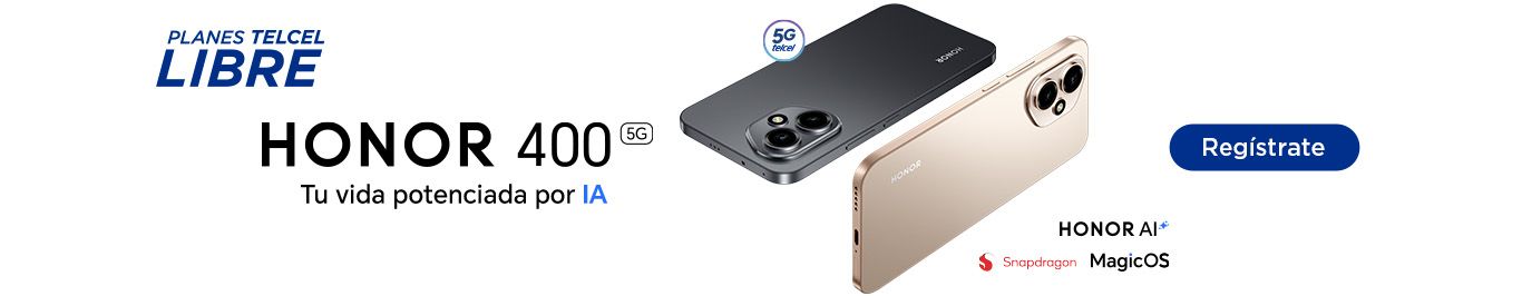 ahora en tu plan libre de telcel disfruta del nuevo honor 400 con la mejor red 5g