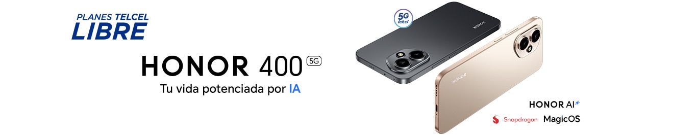 ahora en tu plan libre de telcel disfruta del nuevo honor 400 con la mejor red 5g