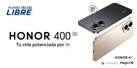 ahora en tu plan libre de telcel disfruta del nuevo honor 400 con la mejor red 5g