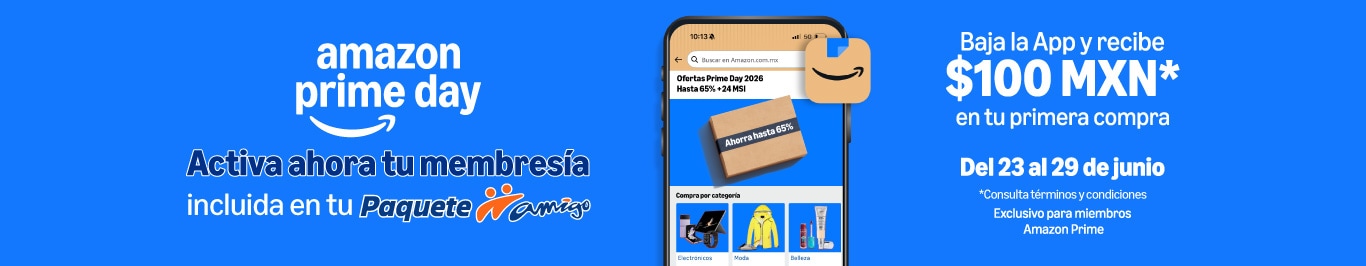recibe $100 para tu primera compra en amazon prime solo con paquete amigo de telcel