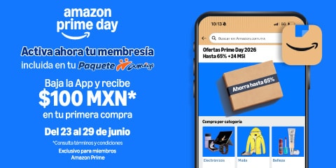 recibe $100 para tu primera compra en amazon prime solo con paquete amigo de telcel