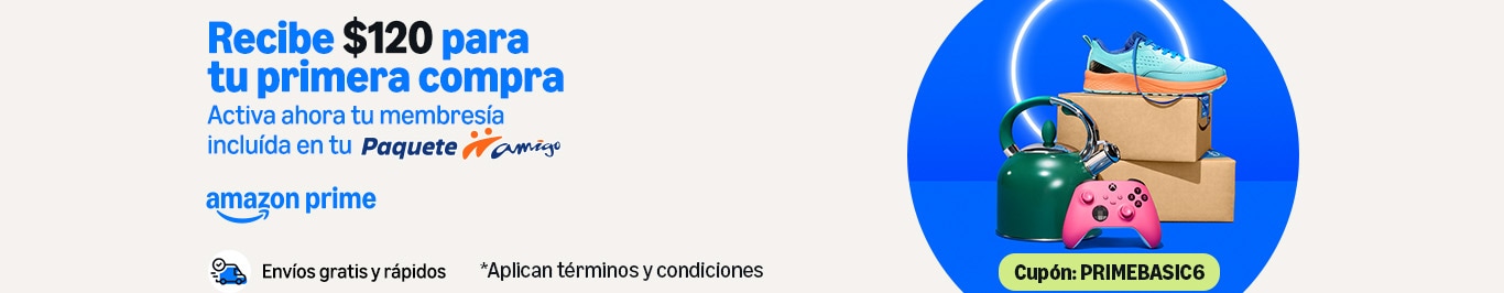 recibe $120 para tu primera compra en amazon prime solo con paquete amigo de telcel