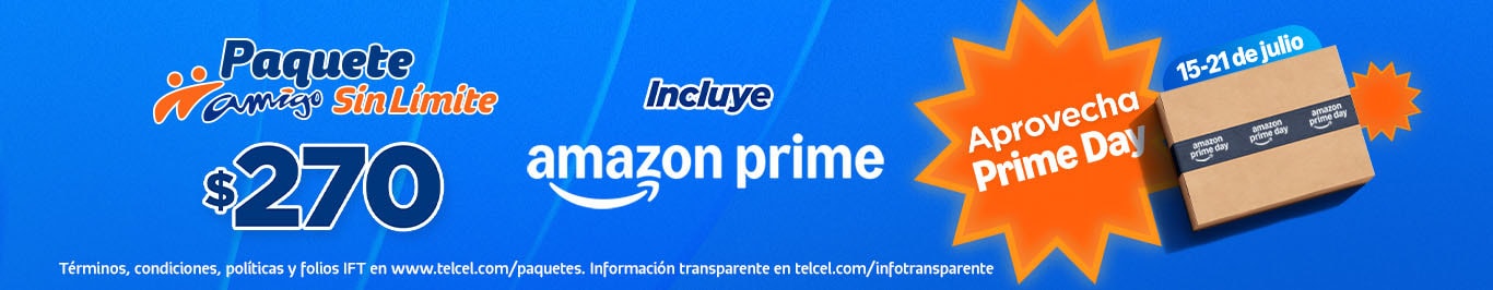 paquetes amigo sin limite de telcel desde 270 pesos incluye tu suscripcion a prime video
