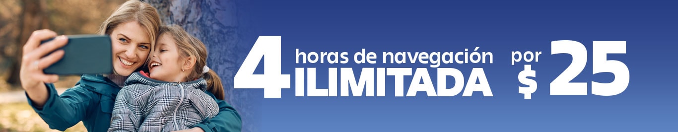 disfruta de cuatro horas de navegacion ilimitada por veinticinco pesos solo en telcel