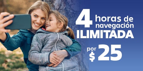 disfruta de cuatro horas de navegacion ilimitada por veinticinco pesos solo en telcel