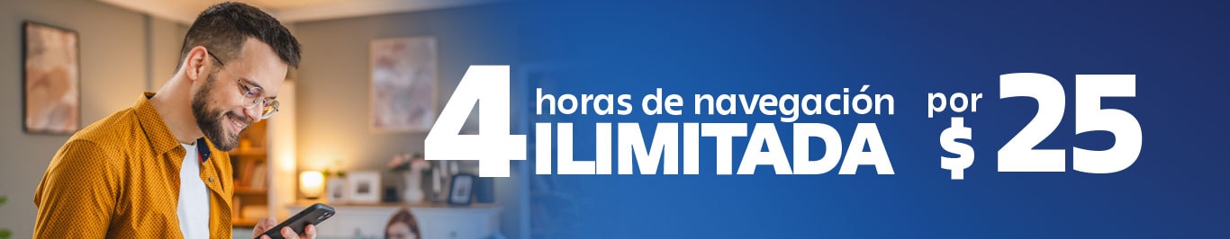 disfruta de cuatro horas de navegacion ilimitada por veinticinco pesos solo en telcel