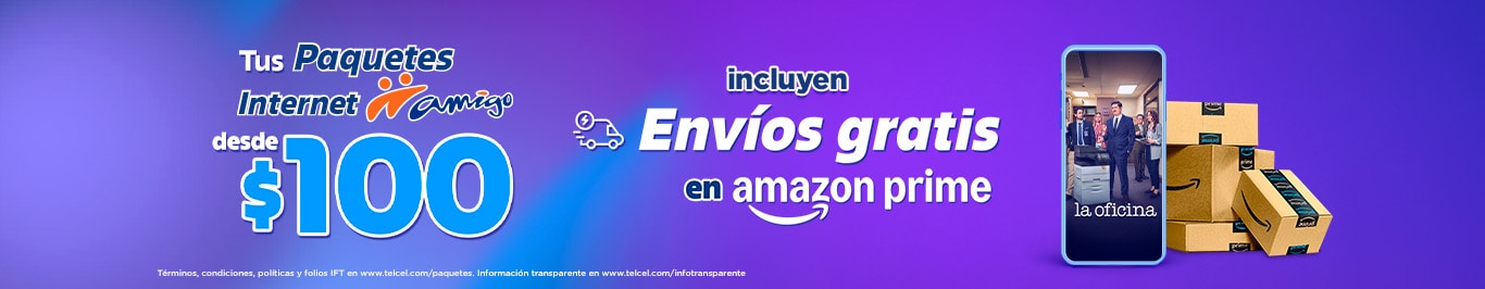 50 por ciento mas gigas en recargas y paquetes de 100 y 150 pesos mas amazon prime
