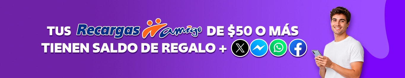 recarga desde cincuenta pesos y recibe saldo de regalo para usar en tus aplicaciones favoritas