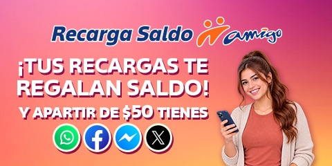 recarga desde cincuenta pesos y recibe saldo adicional para usar en tus apps favoritas