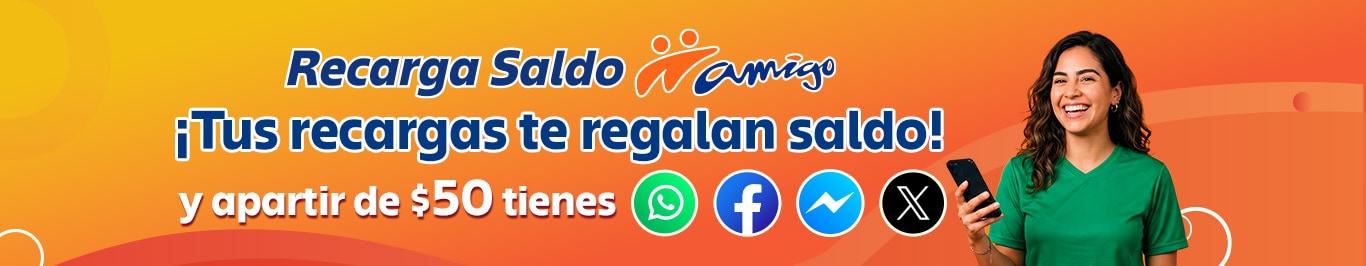 recarga desde cincuenta pesos y recibe saldo adicional para usar en tus apps favoritas