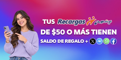 recarga desde cincuenta pesos y recibe saldo de regalo para usar en tus aplicaciones favoritas