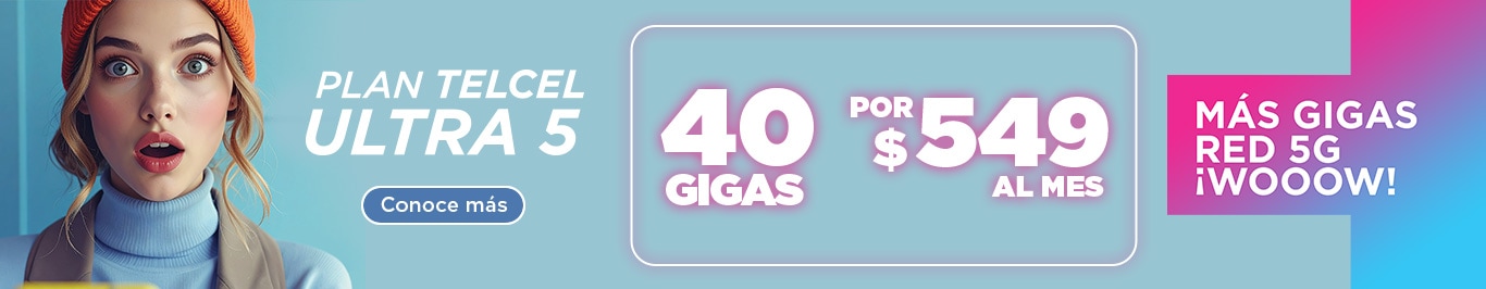 en telcel tienes 40 gigas de internet por solo 549 pesos con plan telcel ultra 5 conocelo