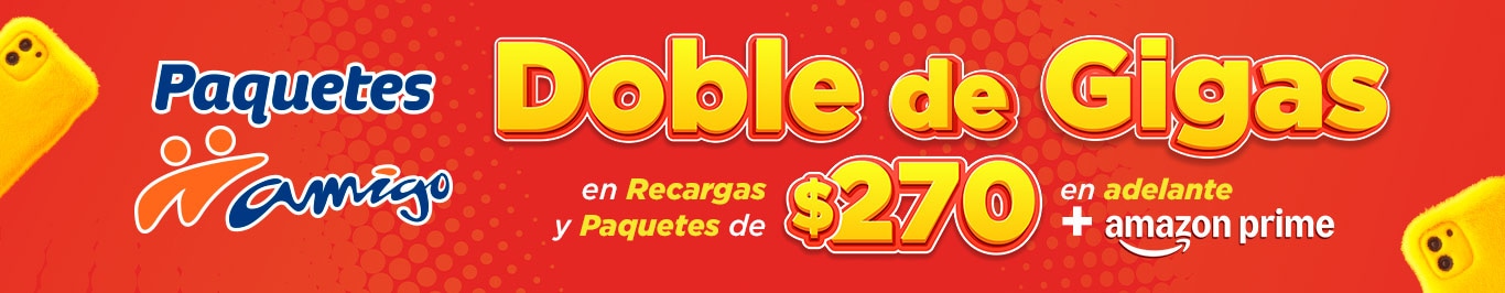 con paquetes amigo sin limite tienes doble de gigas en recargas y paquetes de 270 pesos