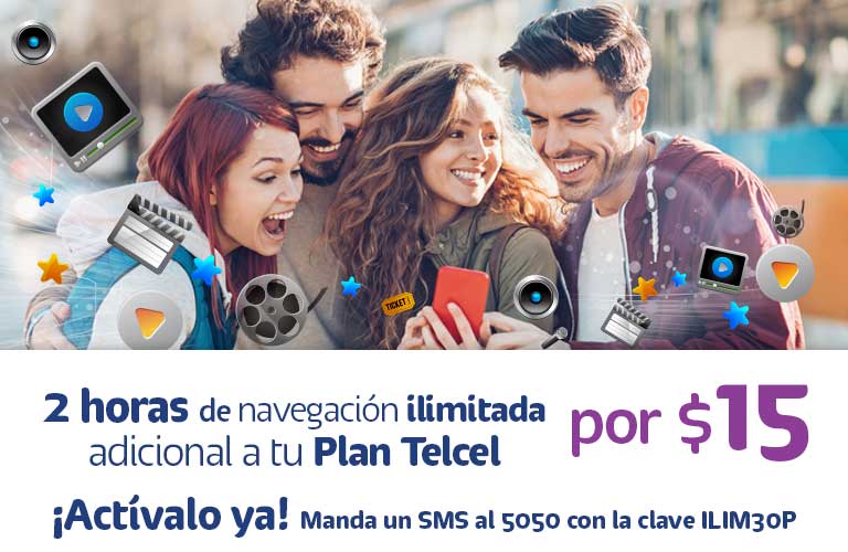 Las 2 horas de internet ilimitado llegan ahora a tu Plan Telcel para que no dejes de navegar navega todo lo que gustes en dos horas por quince pesos adicionales a tu plan de renta activa ahora