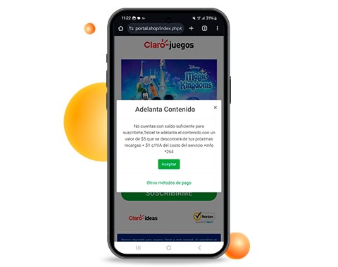 para activar el servicio adelantado solo pulsa el botón aceptar solo con telcel
