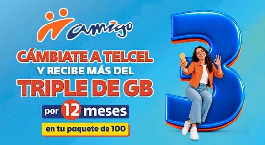 cambiate a telcel con el triple de gb por doce meses solo con amigo de telcel