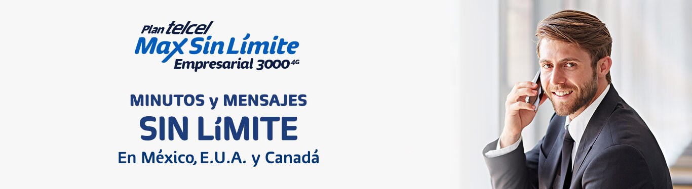 Plan Telcel Telcel Max Sin Límite Empresarial 3000 4G plan max sin limite empresarial 3000 con sms y minutos en mexico estados unidos y canada