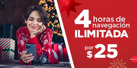 Por tan solo $25 podrás tener 4 horas de navegación ilimitada, no esperes más y contrátalo