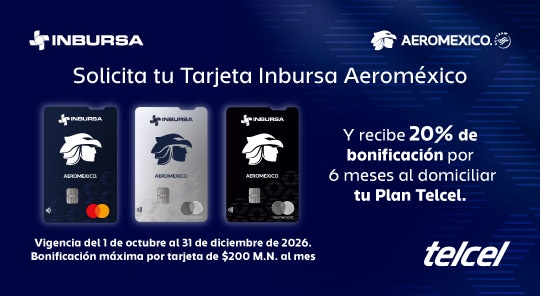 promocion de tarjeta inbursa aeromexico con bonificacion en pagos domiciliados telcel