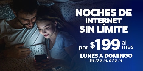 noches de internet sin limite por 199 al mes de lunes a domingo de 10 pm a 7 am en telcel