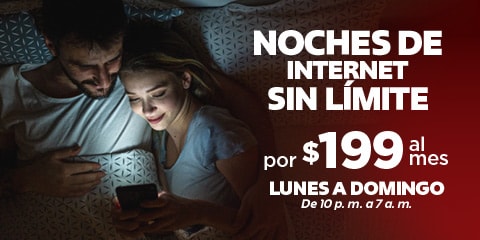 noches de internet sin limite por 199 al mes de lunes a domingo de 10 pm a 7 am en telcel