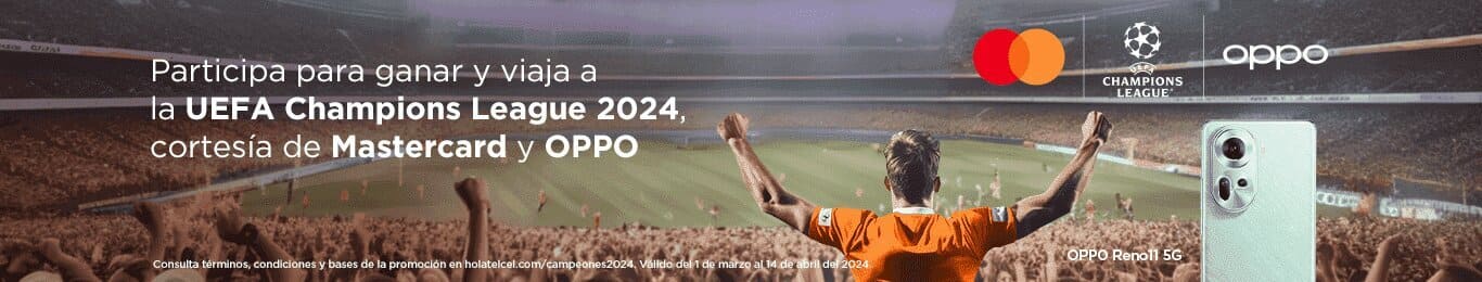 la champions league te espera compra tu celular oppo con mastercard en telcel y participa