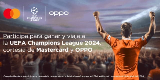 la champions league te espera compra tu celular oppo con mastercard en telcel y participa
